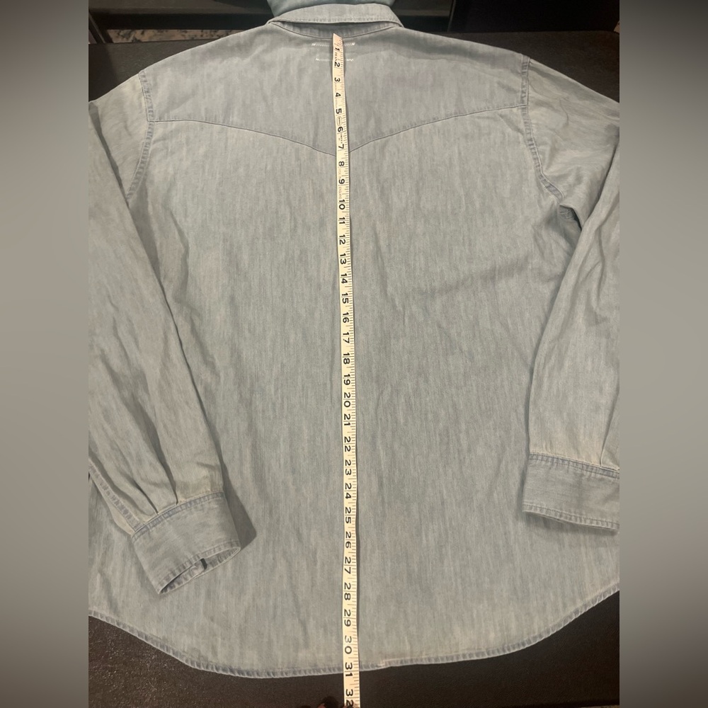 Austin Post Daybreak Denim Western Shirt Big Sky 100% Cotton Post Malone $198 - Picture 5 of 15